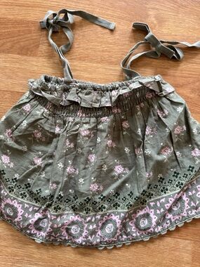 Spell Girls Olive Green Floral Tank Top with Pink Accents Lionheart